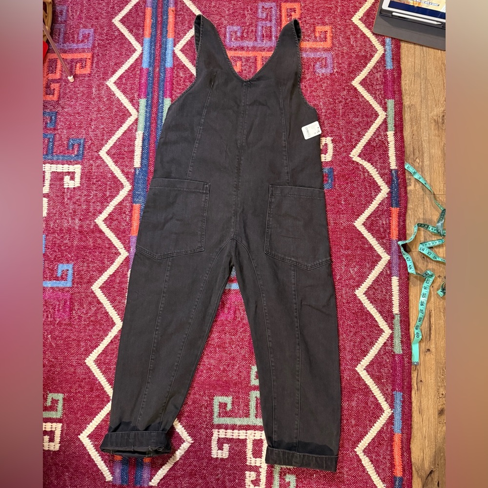 Free People Black Denim Jumpsuit